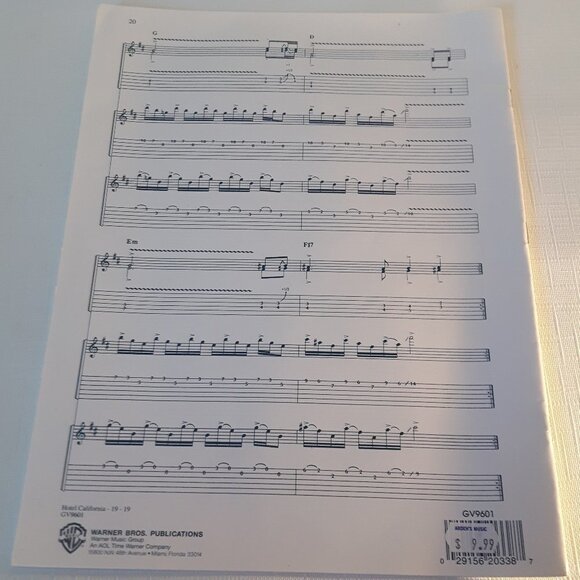 Eagles Hotel California Sheet Music Guitar Vocal - Picture 2 of 3